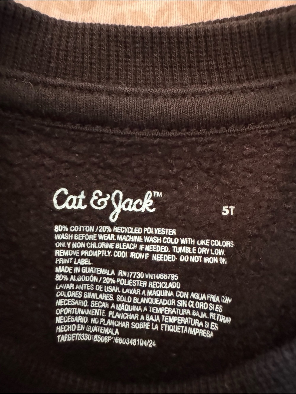 Cat & Jack Toddler Boys’ Black Fleece Crewneck Sweatshirt Size 5T - EUC - Picture 3 of 8